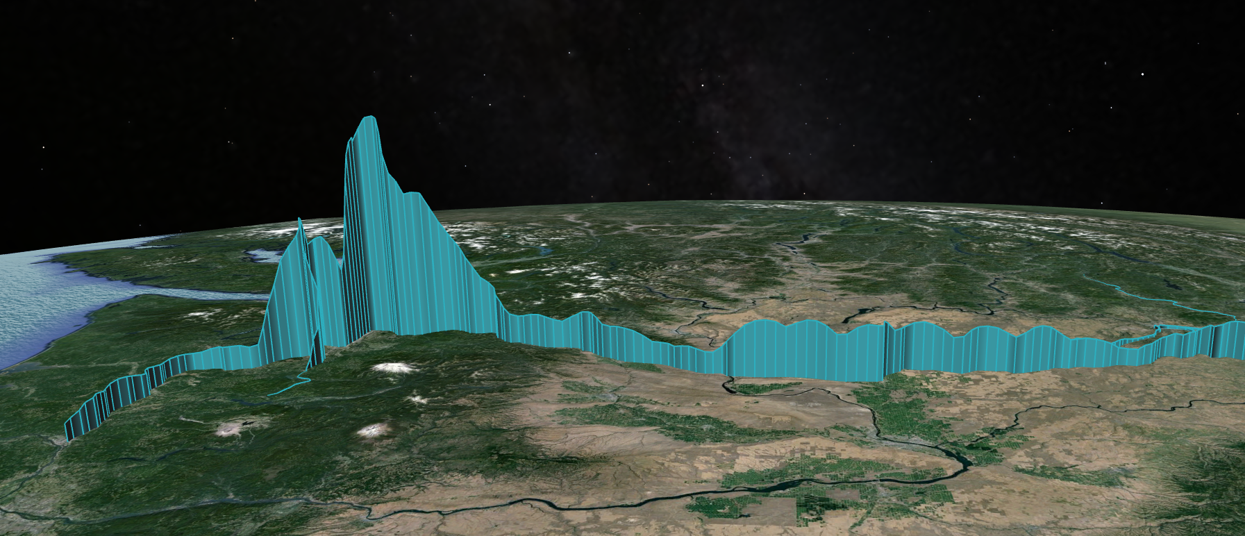 Google Earth showing delay by location for example scenario.